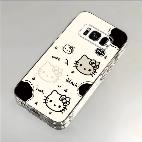 黑白猫咪适用于三星S8手机壳s8+新款SM-G950U全包防摔保护套GalaxyS8plus可爱男女款透明小众ins风专用外壳