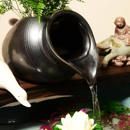 庭院生态缸造景套餐古法养鱼循环流水陶罐鱼缸装饰品增氧DIY配件