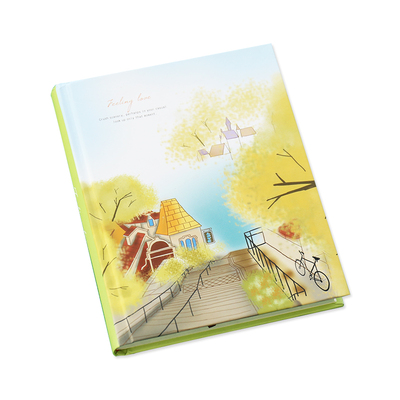 手绘彩页插画加厚精装本子 小清新彩色日记手帐本笔记本文具