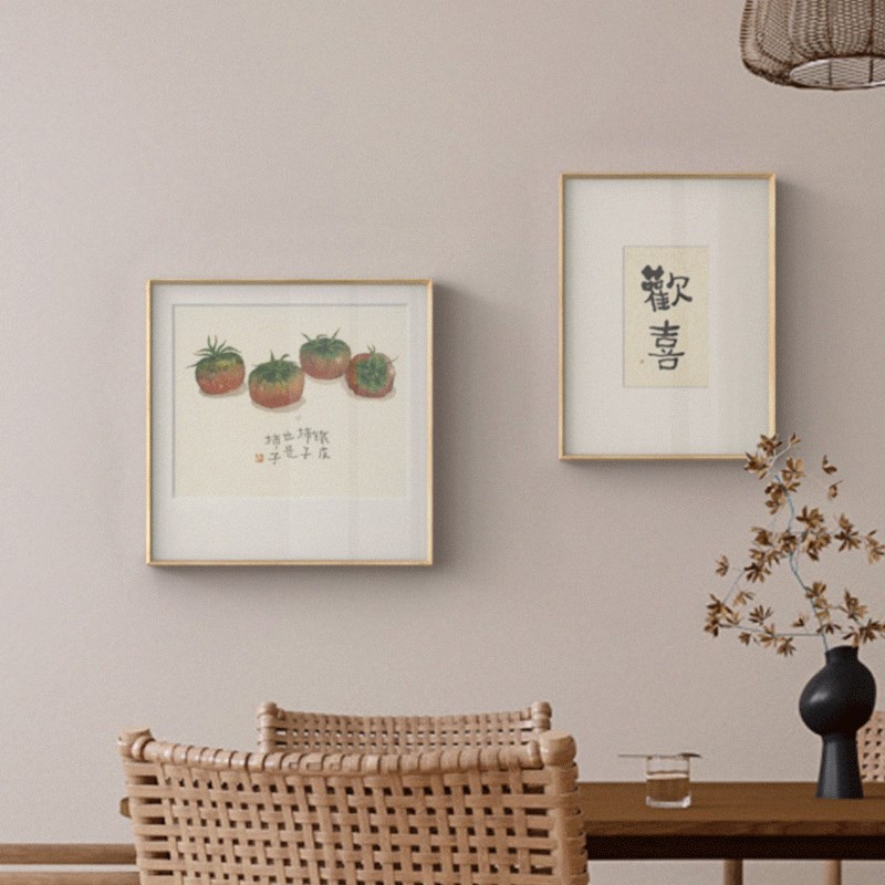 李知弥 新中式餐厅装饰画双联背景墙日式挂画水果壁画组合画字画图片