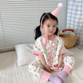 纱布睡袋婴儿纯棉分腿男童女童防踢被空调房睡衣 儿童短袖 夏季 薄款