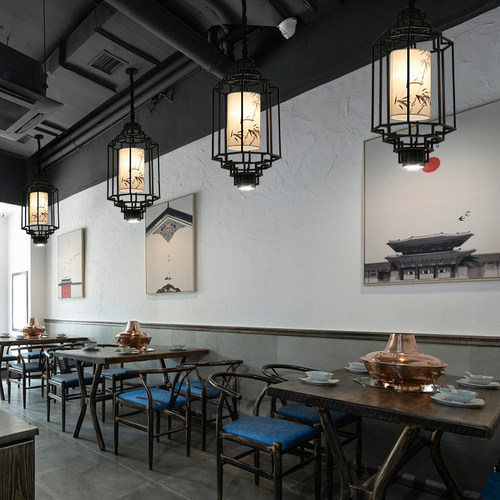 新中式铁艺鸟笼灯禅意中国风茶楼餐厅饭店火锅店灯笼阳台灯具吊灯
