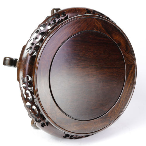 黑檀实木园形底座瓷器盆景花架木托酒坛鱼缸架子花瓶花盆摆件座子