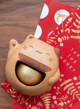 招财猫门铃入户玄关摆件开业乔迁礼物搬家日式进门多巴胺风铃挂件