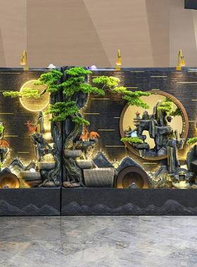 双面水幕墙假tb-74121流水景观喷泉山客厅办公屏风庭院别鱼墅池造