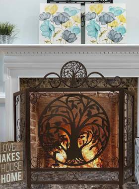 圆屏形生树装饰铁艺折叠屏壁风，室内客厅炉安全90231命隔断风