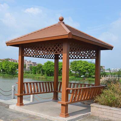 四角凉四角凉亭新农村建设公园景点古亭建亭林别墅凉园仿木纹户外