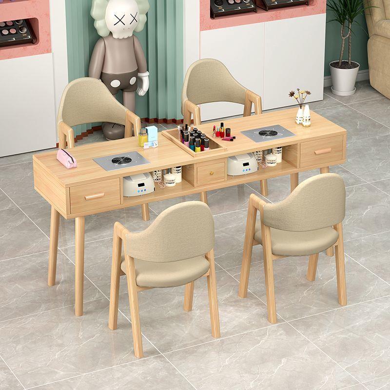 实木美桌尘带吸器网甲红美套GDW甲店桌子椅子装日式轻奢双人美甲