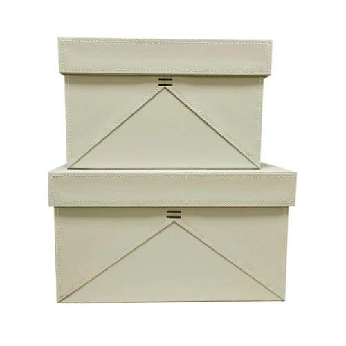 绑卧绳浅灰皮革收纳盒样板房装饰盒摆件室YZR帽间柜顶储物收纳衣