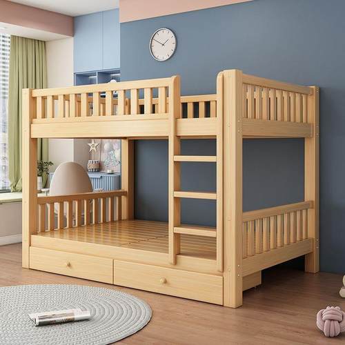 实木上下双层低上床小户型架子OGX下铺双人床子母床两层木床高儿