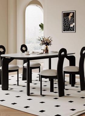 中古Z-698#风岩板餐桌家网纯红大象腿木用小户型长方形复古奶油风