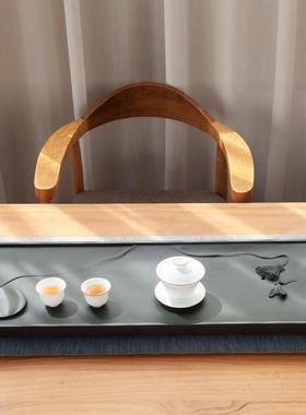 天然乌现金石茶盘家用奢石盘体浮雕代SLW轻茶托盘立整块石头中式