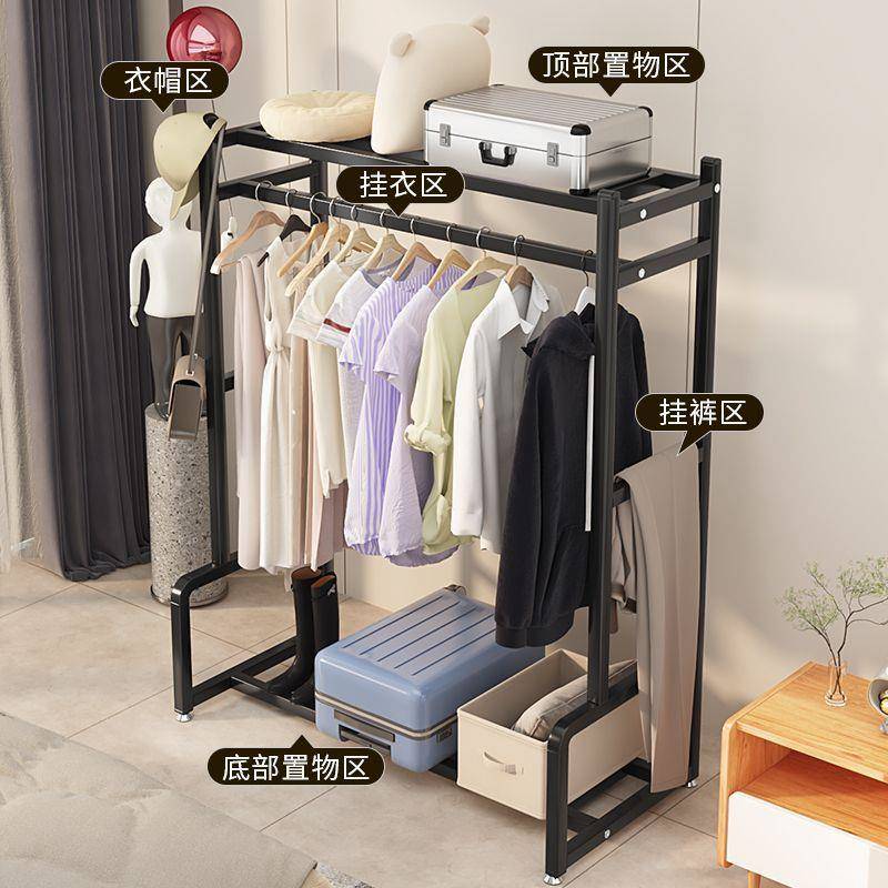 衣帽架粗增厚可移动落厅地衣晾架无客卧增室收纳阳台晒架双层置物