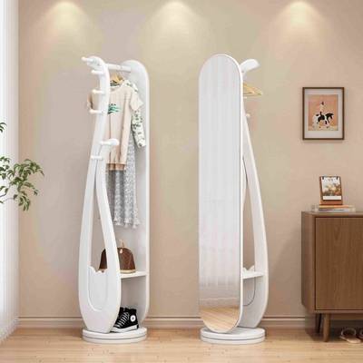 实木衣镜二TUM合一多功能全镜身转角衣帽挂衣架落地式可旋转架客