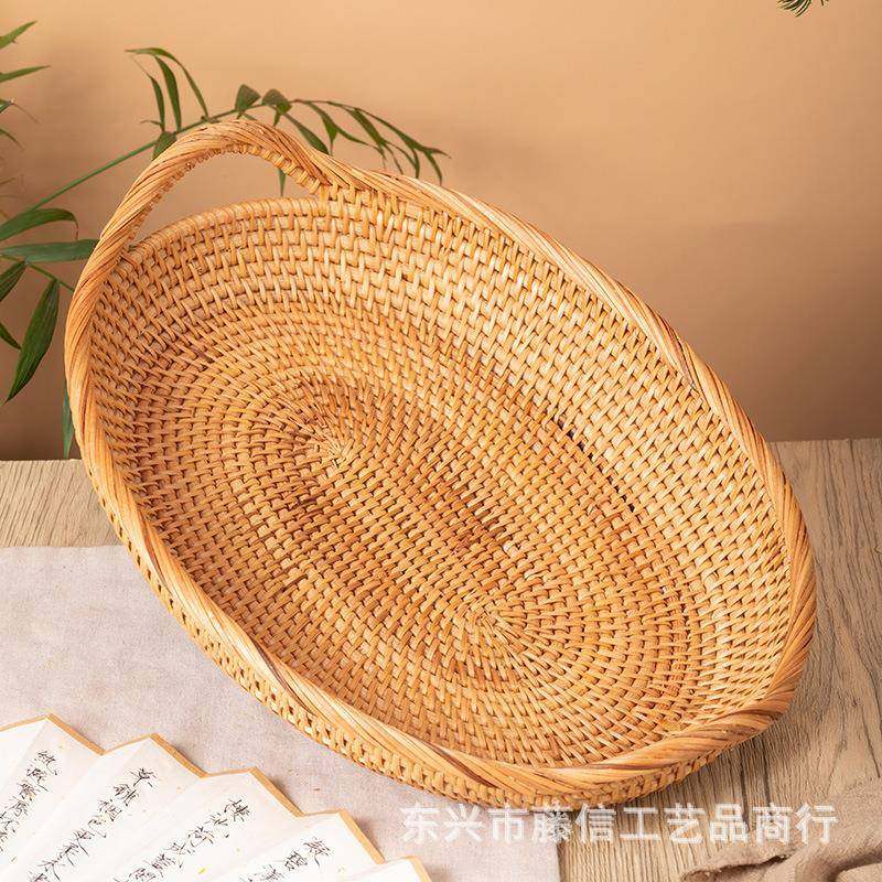 越植果ENU物藤秋果盘南篮面藤包篮馒头筐提手款式