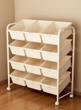 玩具收置物架儿童书报架宝绘画KFT推书本储物架纳子移动车柜儿童