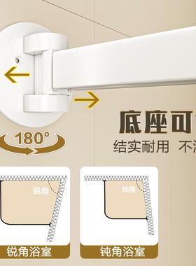 新款弧形轨道浴帘杆挂L伸淋缩杆免打孔卫浴生间帘杆室88223浴隔断