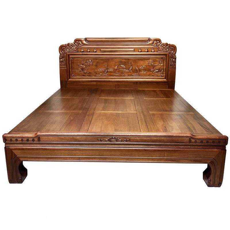 KB1Q花梨FWE木实木床菠萝木榫全卯工艺中式古典雕花双人主卧1格.8