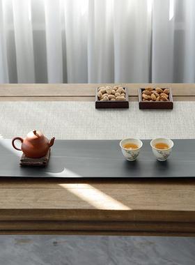 乌金石排NMC水台干泡用茶盘两家用茶托茶石板现代层简约单沥水托