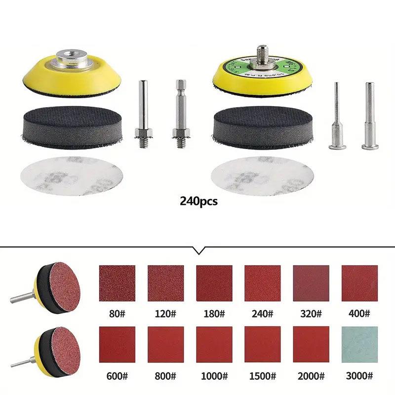 跨境FLN24件套装2寸5mm植绒砂纸套4装2寸0植绒自粘砂纸抛光砂