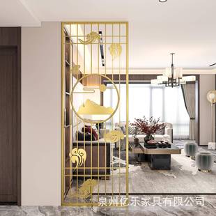 轻奢锈钢屏风隔墙铁艺金简不约后3165115现代客厅进断户门属玄关