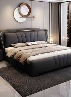 意轻EBH奢主卧皮艺大双床豪双人床1.8x2华式人床实木1.5米网红皮