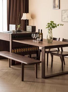 美胡桃吧木岛台餐桌伸缩41804一体餐厅岩板中岛台北家用厨房黑单