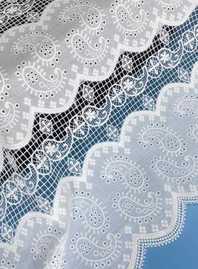 BYG面白色立体绣花棉布料蕾丝花边桌面装饰盖布料块服装宽1大.3米