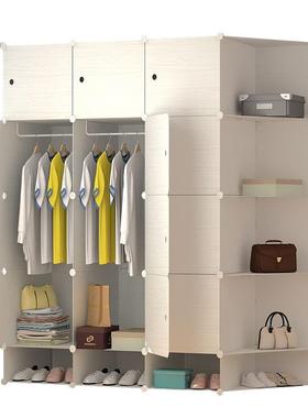 欧式衣柜济型塑料组装推ABW拉门木约现代简成人经衣橱简易实纹卧