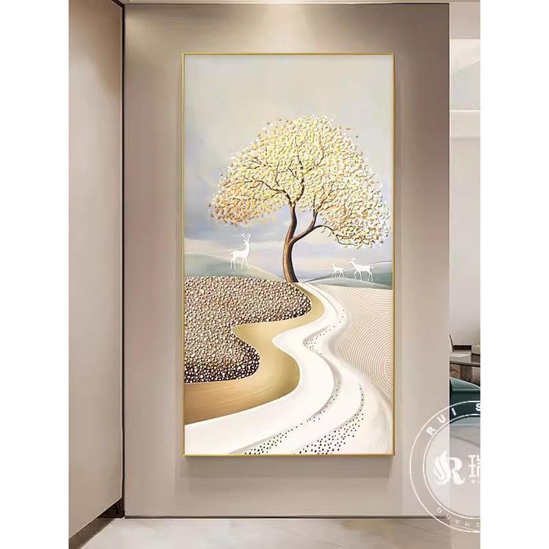 2装025现款福鹿招财玄关饰画代简约走新廊过道挂画高档CUL寓意好