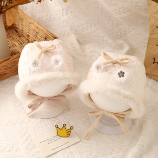 婴儿帽子冬季加厚保暖护耳帽女宝宝冬天国风包头帽婴幼儿防风胎帽