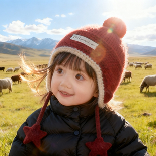 宝宝帽子针织护耳帽儿童冬季保暖可爱套头帽男女童洋气加厚毛线帽