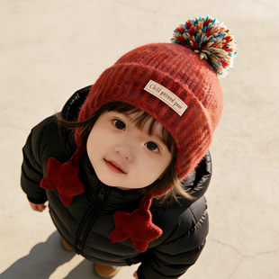 宝宝帽子秋冬季韩版超萌婴幼儿防风针织帽小童男孩户外保暖毛线帽