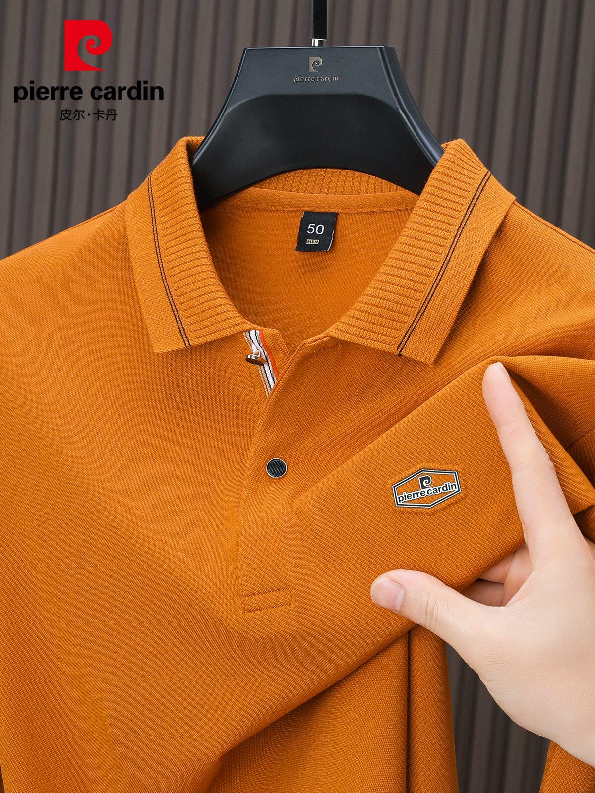 Pierre Cardin, бесшовная рубашка поло с длинными рукавами, мужская осенняя новая футболка с отворотом, повседневная футболка для пригородных поездок, мужская Изображение 1