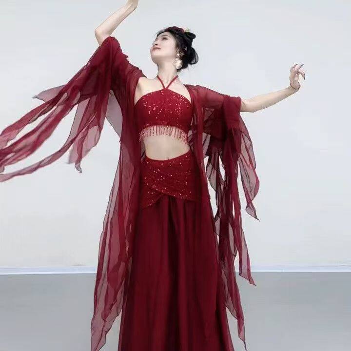 古典舞演出服仙气飘逸纱衣长款舞服中国汉唐服装舞台表演跳舞爆款