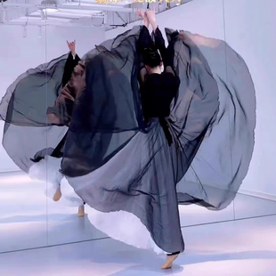 舞月原创舞蹈人世间古典舞裙子新款双层撞色大摆裙艺考生现代舞服