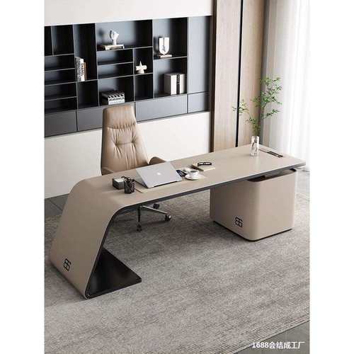 欧式简约现代办公桌时尚大气总裁桌高端钢琴烤漆书桌轻奢桌椅组合