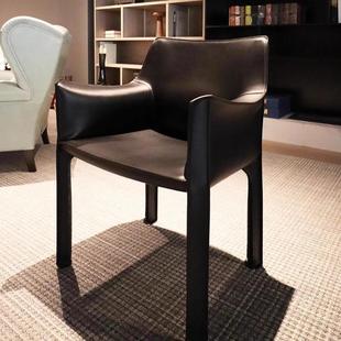 意式 家用卡西纳Cassinacab413马鞍皮餐椅艺术轻奢靠背扶手凳子