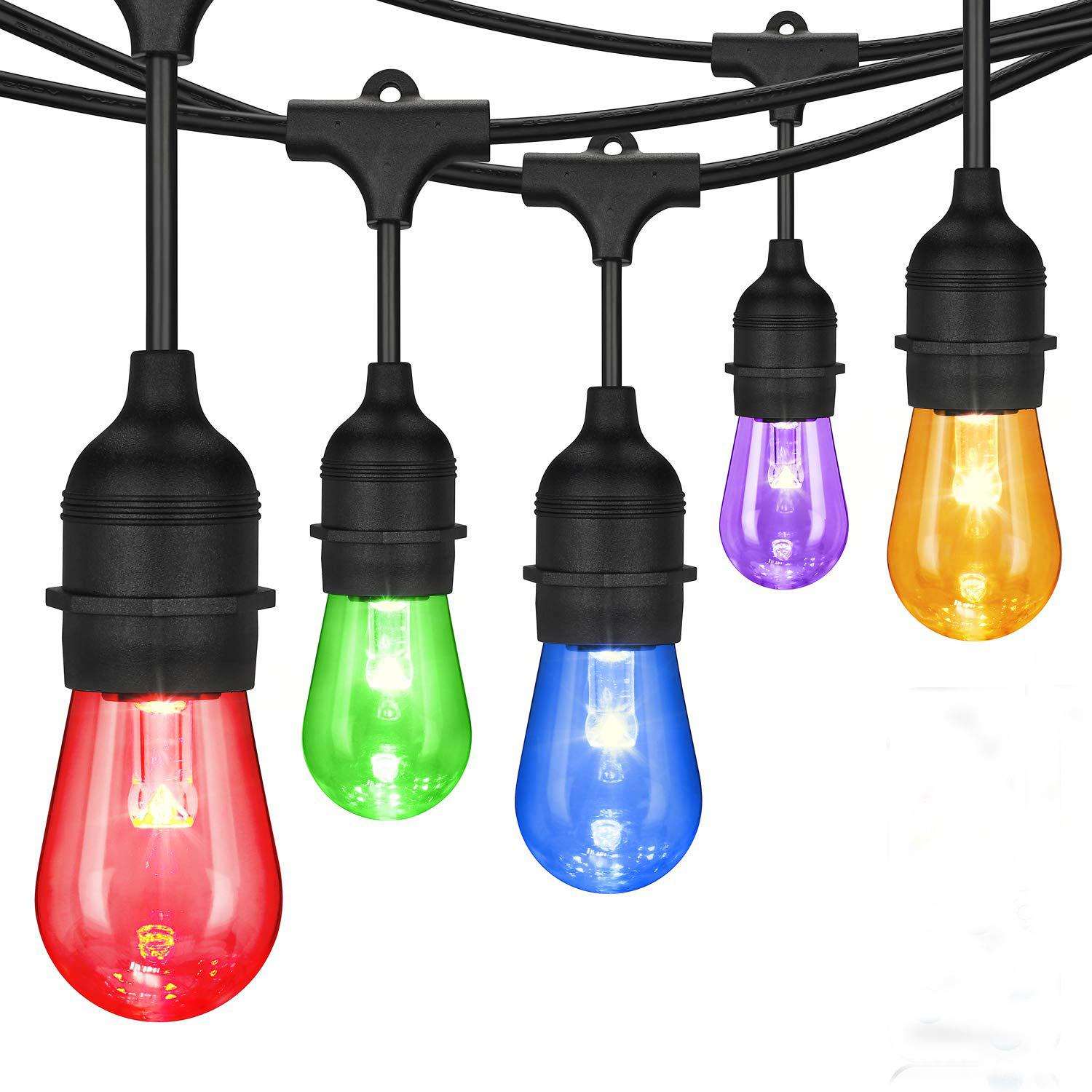 跑码灯串RF遥控RGBW灯串S14塑料耐摔防水可调光调色防水彩色灯串