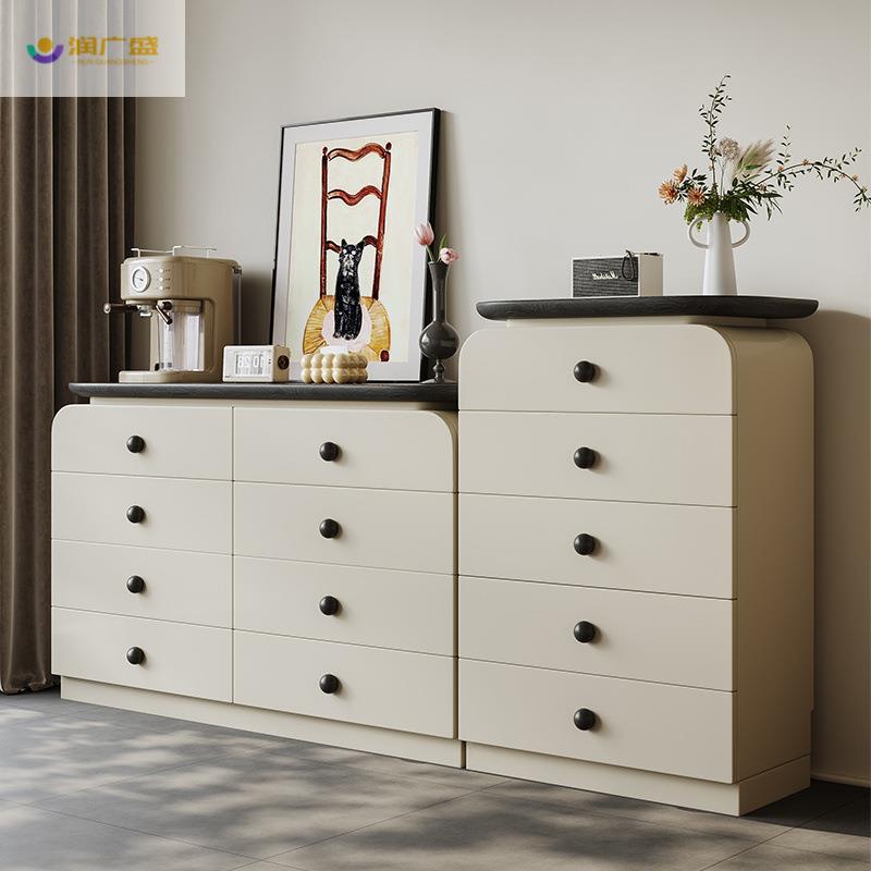 润广盛八斗柜实木多层收纳柜客厅靠墙法式复古边柜高级感卧室斗柜