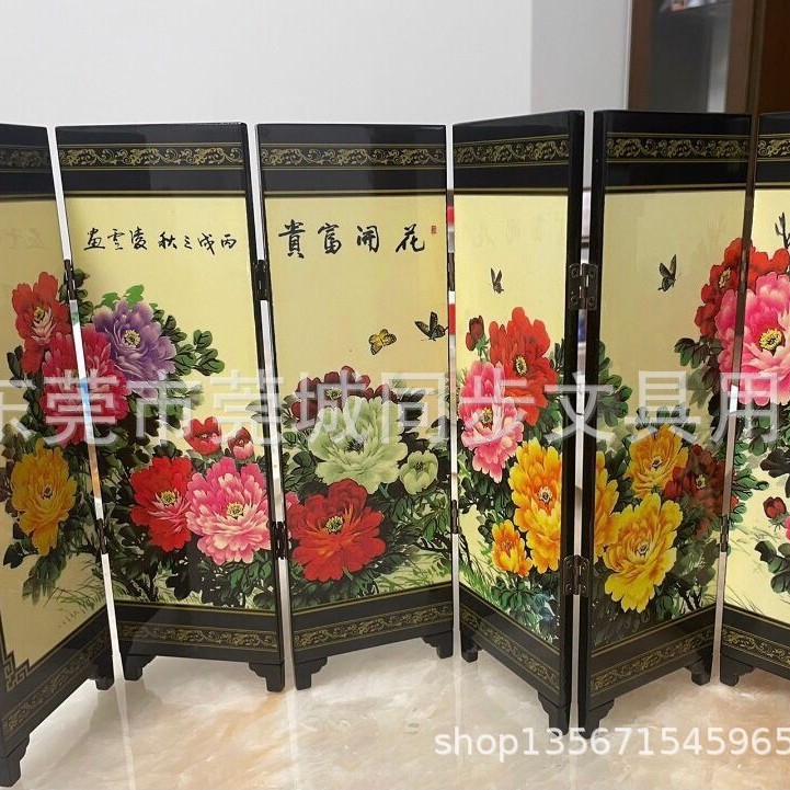 迷你6扇FY-030花开富贵小屏风