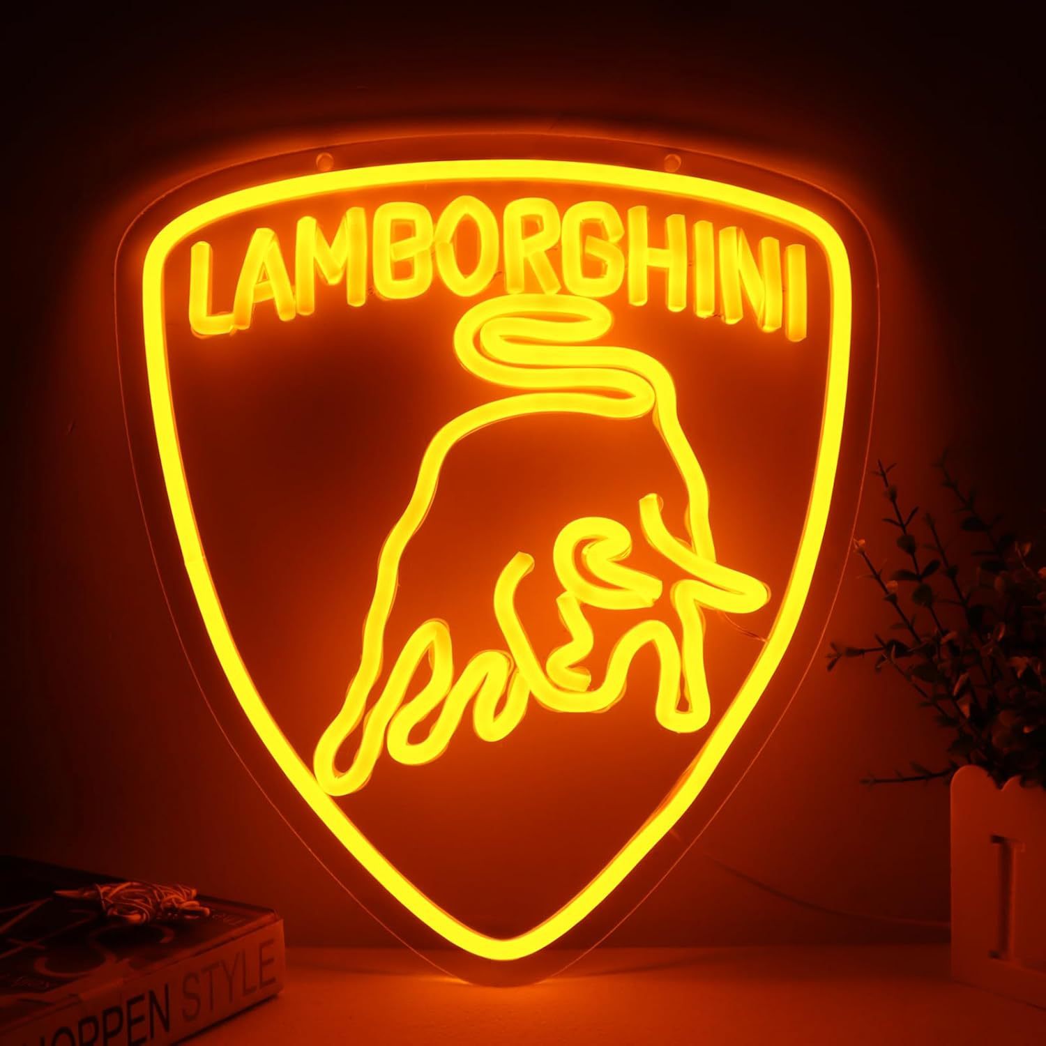 led跨境霓虹灯跑车logo造型灯发光字灯牌氛围灯跑车俱乐部装饰灯