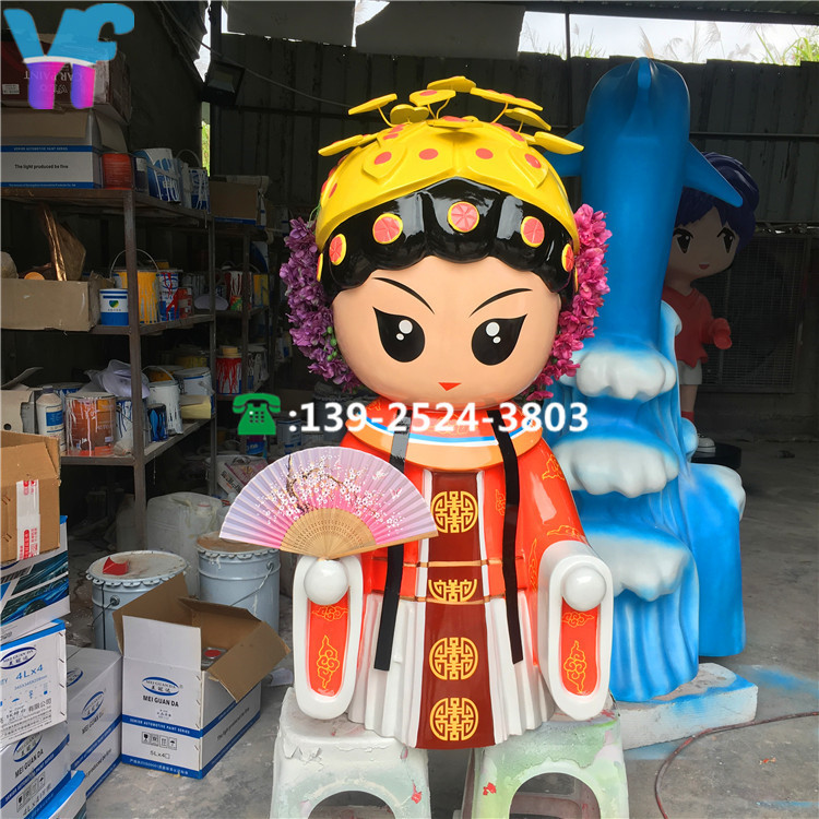 京剧人物雕塑 花旦卡通雕塑 武将卡通雕塑 唱戏人物雕塑仿古