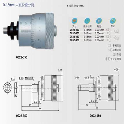 青量微分头0022-050/0032-050/0022-350/0032-350大直径测微头