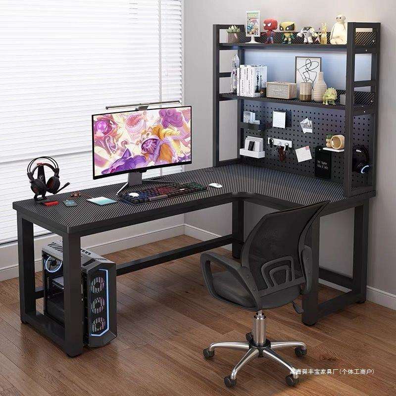转角电脑桌电竞桌台式家用拐角书桌书架一体组合卧室L型办公桌子
