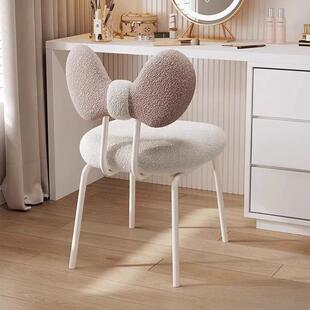 化妆椅女生卧室轻奢网红高级感美甲公主梳妆台靠背可旋转椅子凳子