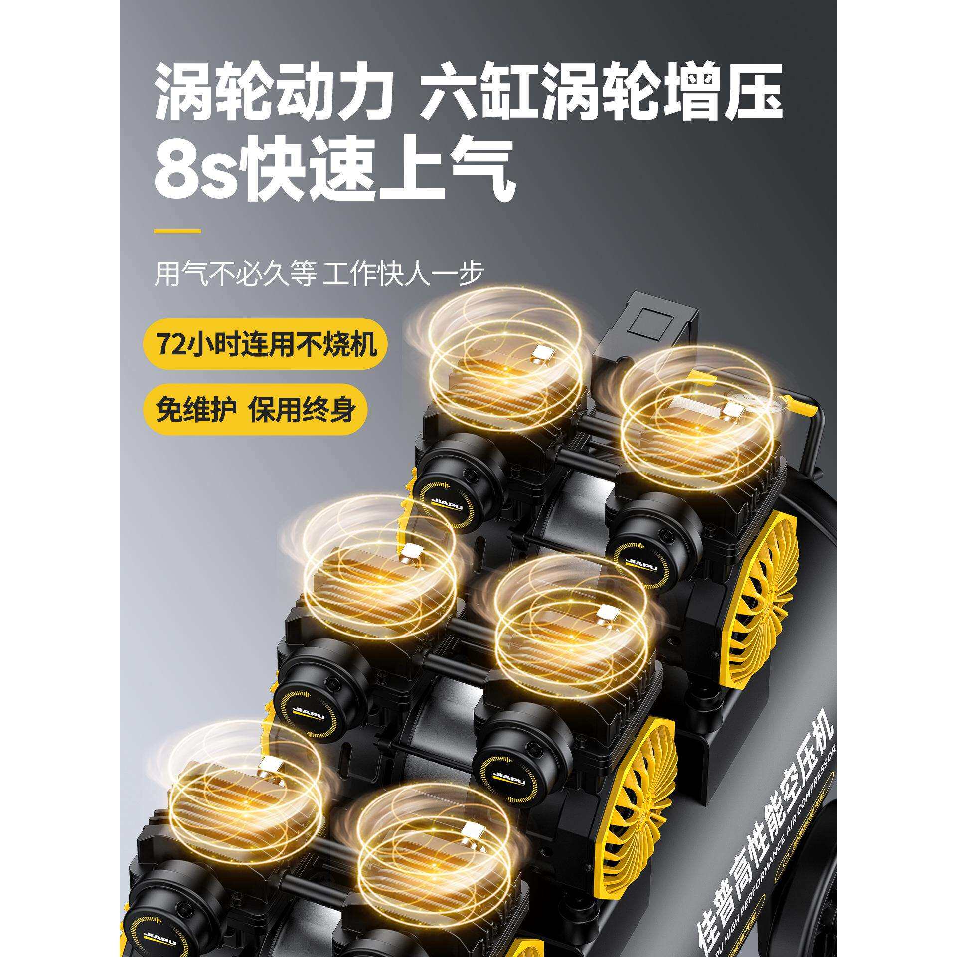 空压机小型静音打气泵工业级无油气磅迷你高压220V气泵空气压缩机