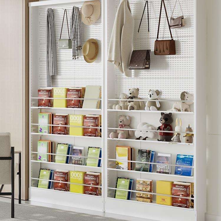 可可定钢制门后洞洞板置物架书架一体靠落地墙极窄收纳储物架