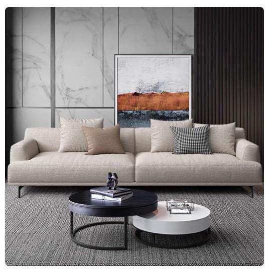 北欧现代简约布艺直排多人位大平层大户型直排贵妃棉麻布艺可拆洗