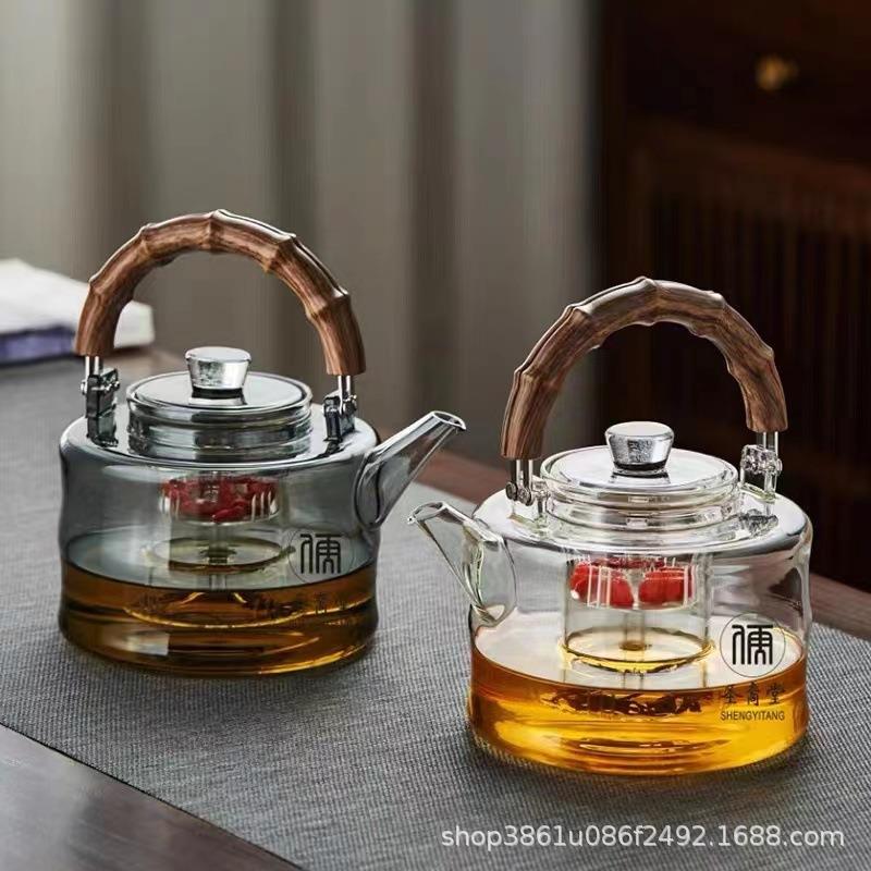 高硼硅玻璃茶壶耐高温星空提梁壶蒸煮两用烧水壶围炉煮茶套装茶具